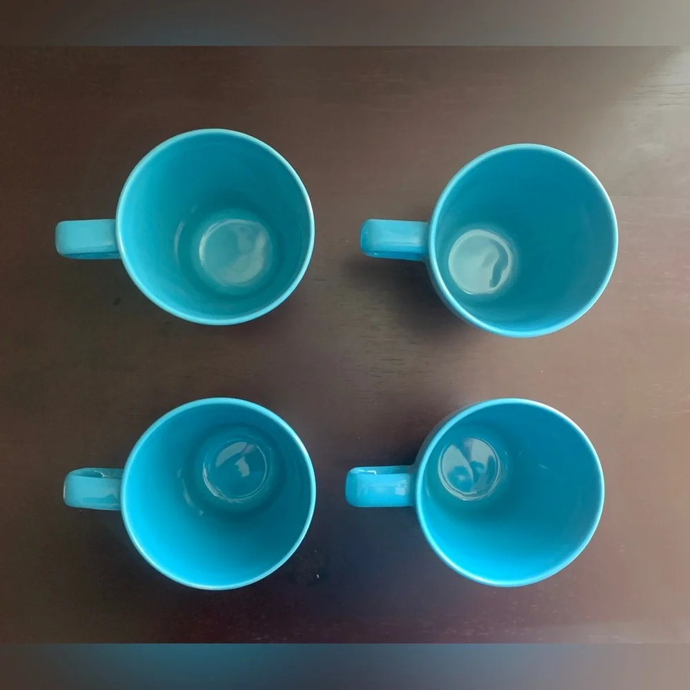 FOUR (4) Ikea Mugs FÄRGRIK Mug, turquoise, blue, coffee, tea, latte, 8.5 oz